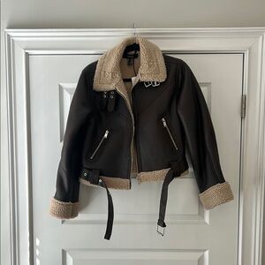 Brown Shearling Lined Jacket